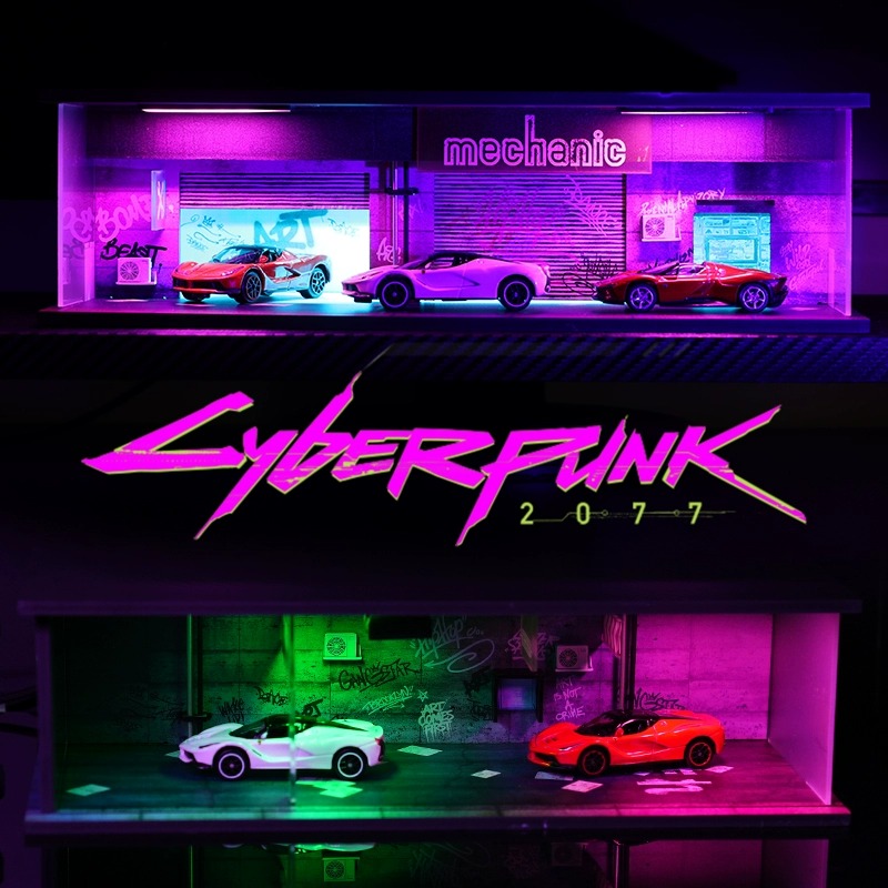 赛博朋克2077电竞房间装饰桌面摆件桌搭氛围灯小夜...